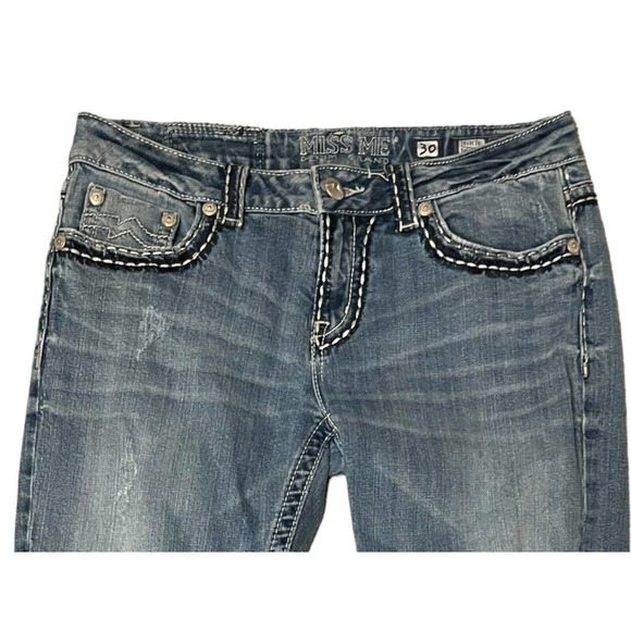 Miss Me EasyBootcut Jeans Size 30 x 33 Mid Rise Y2K Denim Bling Medium Wash - Picture 5 of 9